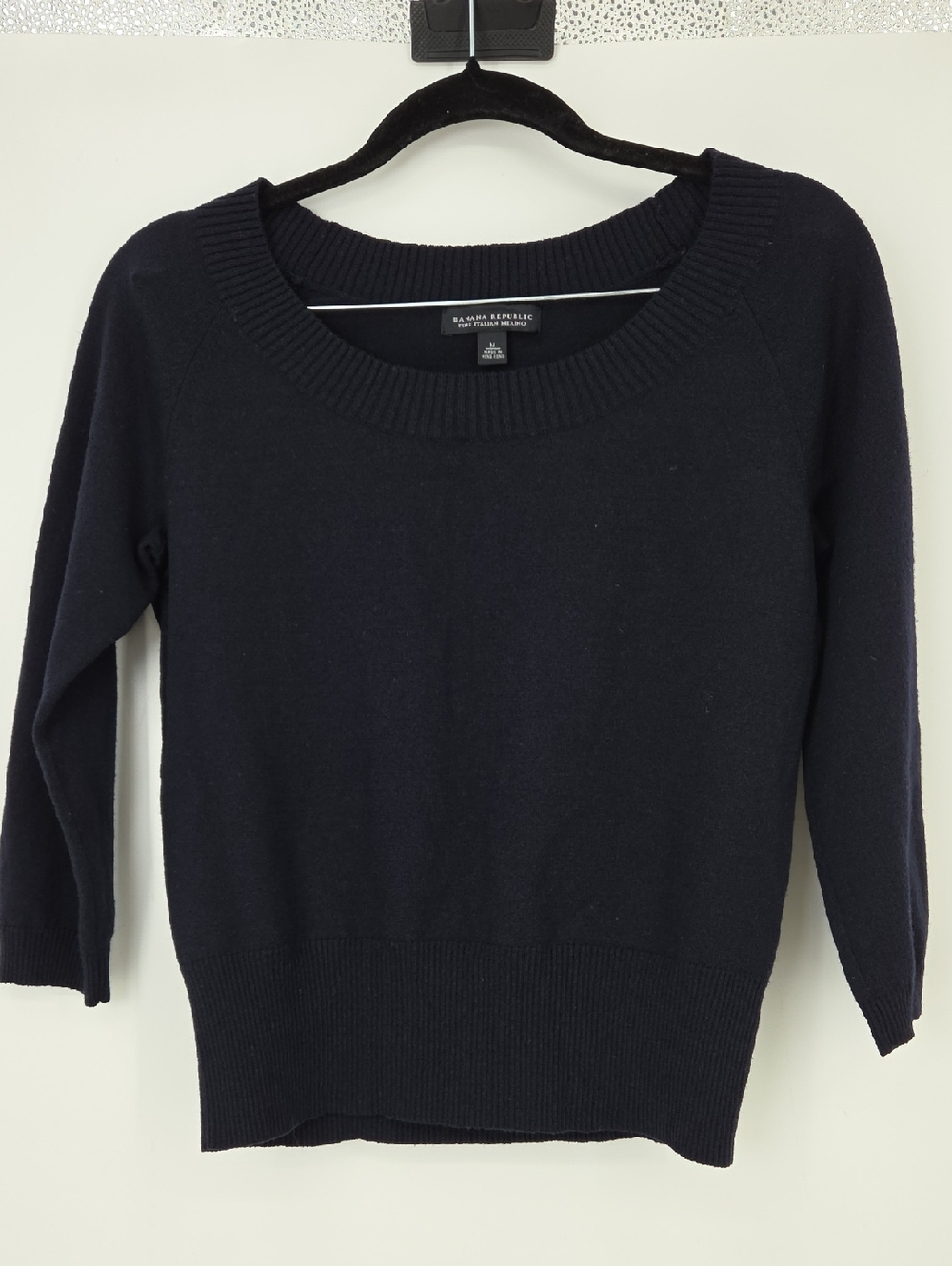 Banana Republic Merino Wool Navy Scoop Neck Pullover Sweater